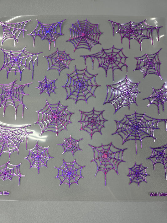 UVDTF Prism Purple Holographic Draped Spider Webs 11"x11"