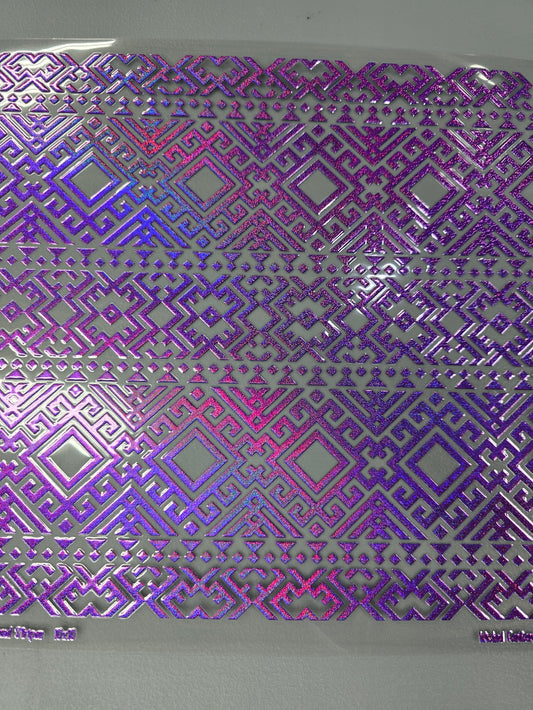 UVDTF Prism Purple Holographic Tribal Diamonds and Stripes 11"x11"