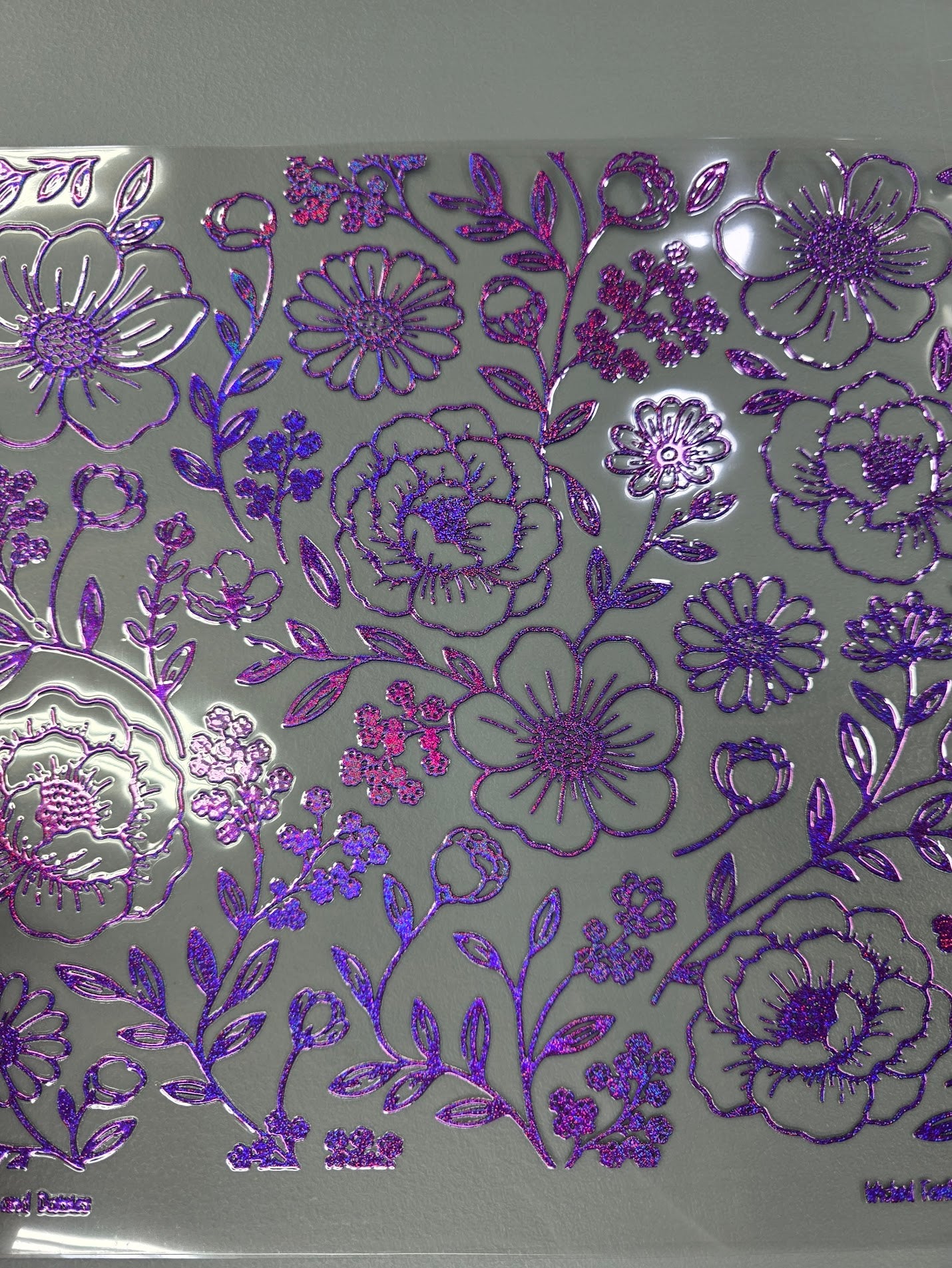 UVDTF Prism Purple Holographic Peonies and Daisies 11"x11"