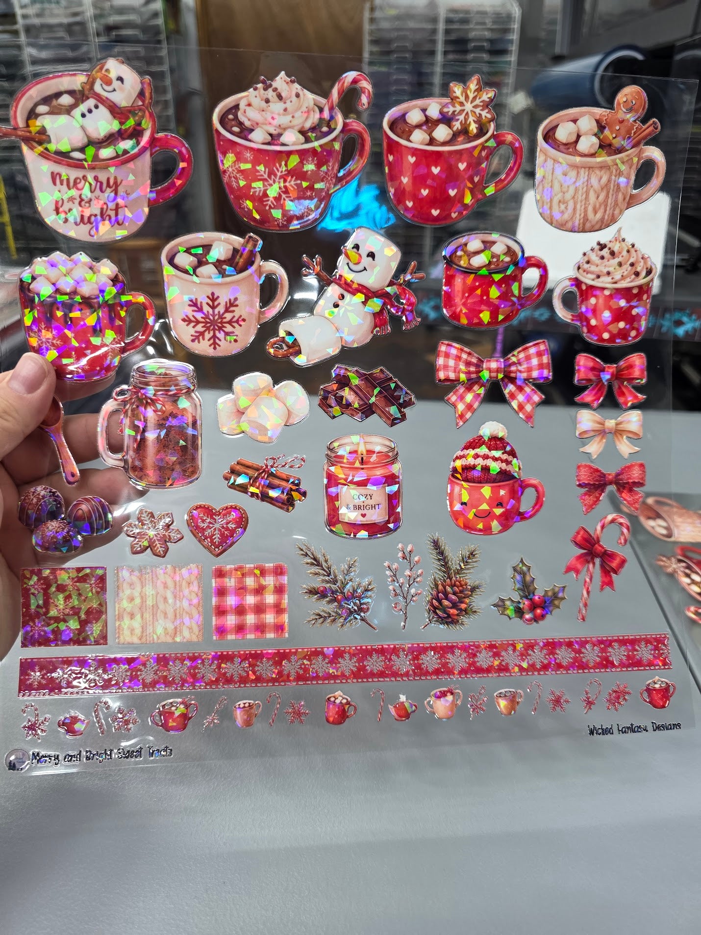 UVDTF Shattered Holographic Merry and Bright Sweet Treats 11"x11"