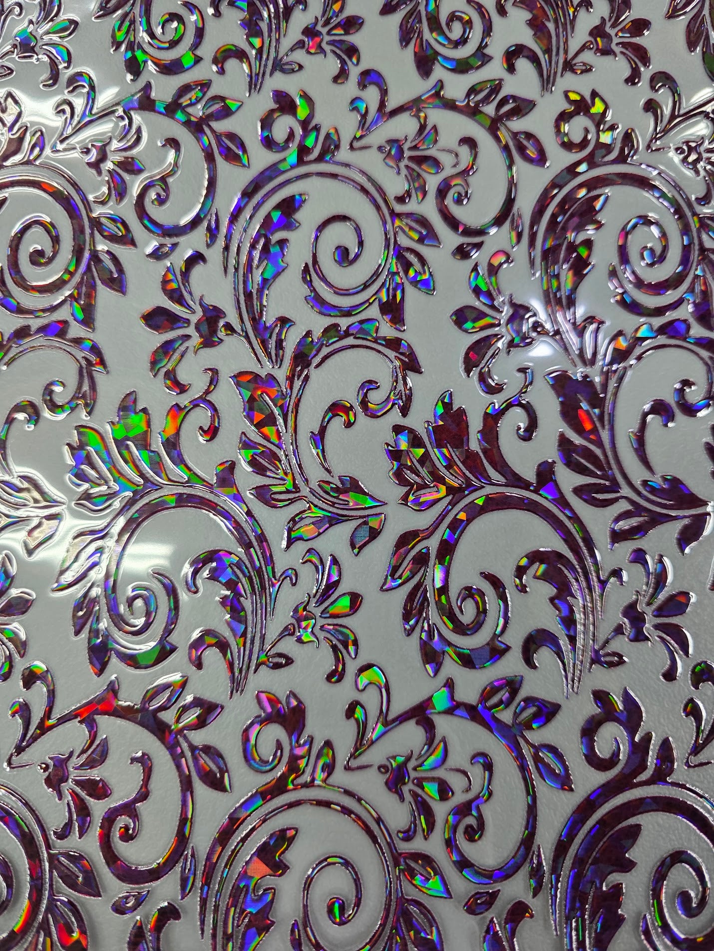 UVDTF Shattered Holographic Burgundy Tooled Leather 11"x11"