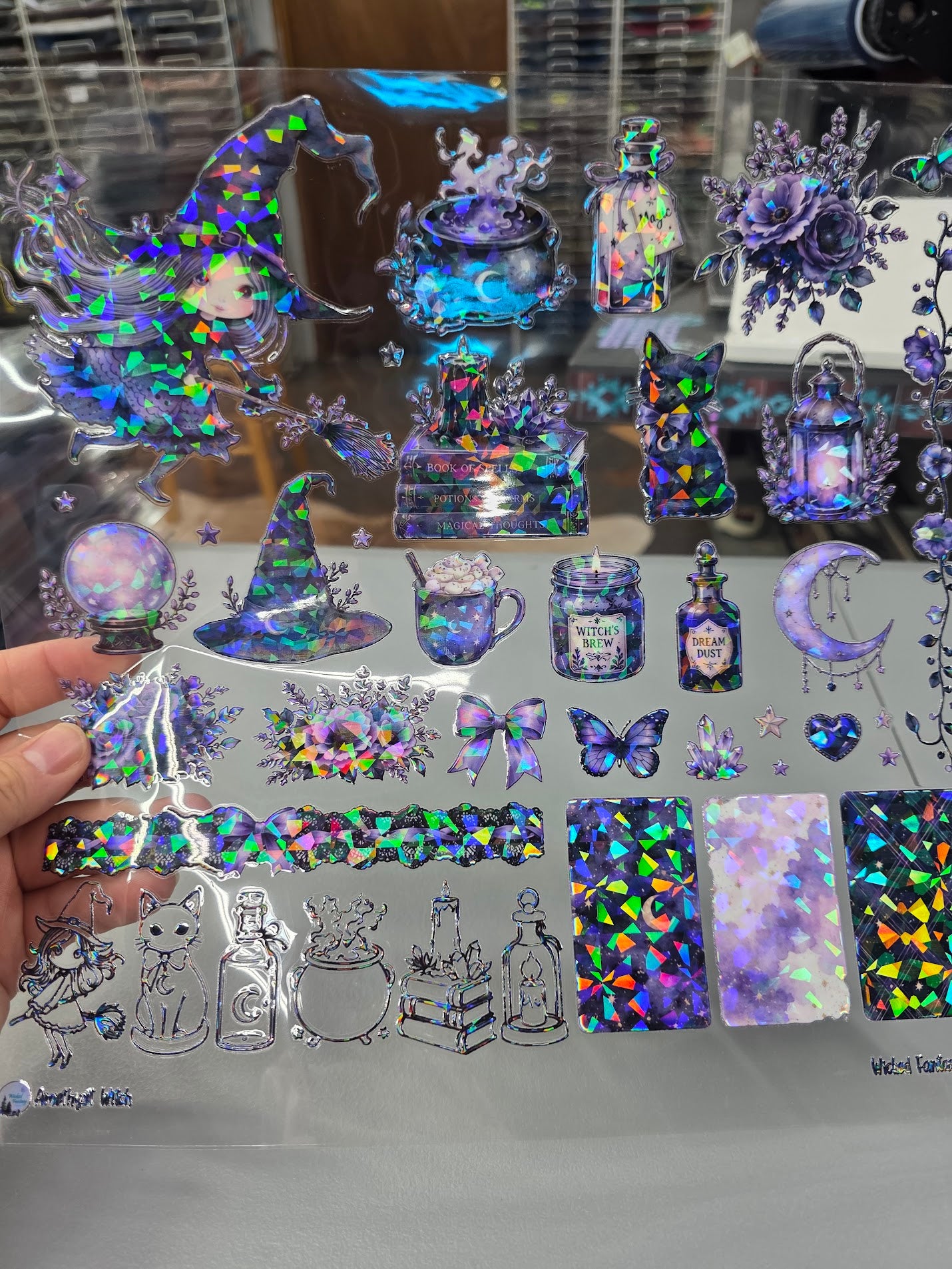 UVDTF Shattered Holographic Amethyst Witch 11"x11"