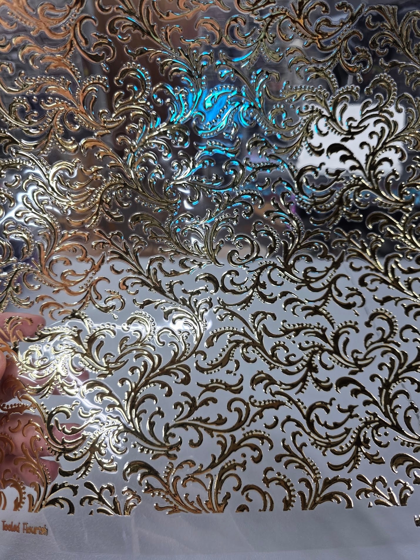 UVDTF Champagne Metallic Small Tooled Flourish 11"x11"