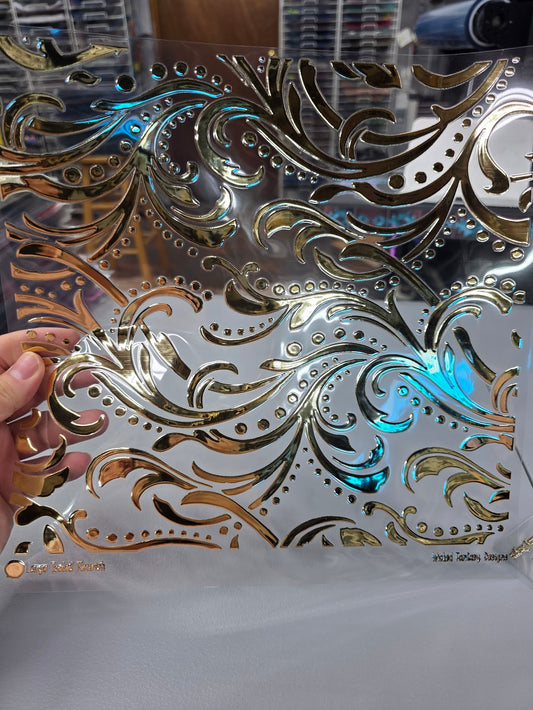 UVDTF Champagne Metallic Large Tooled Flourish 11"x11"