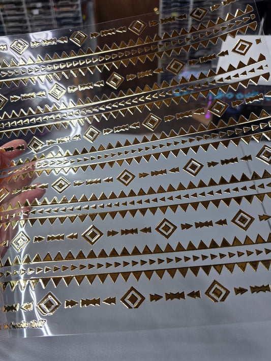 UVDTF Champagne Metallic Aztec Arrows 11"x11"
