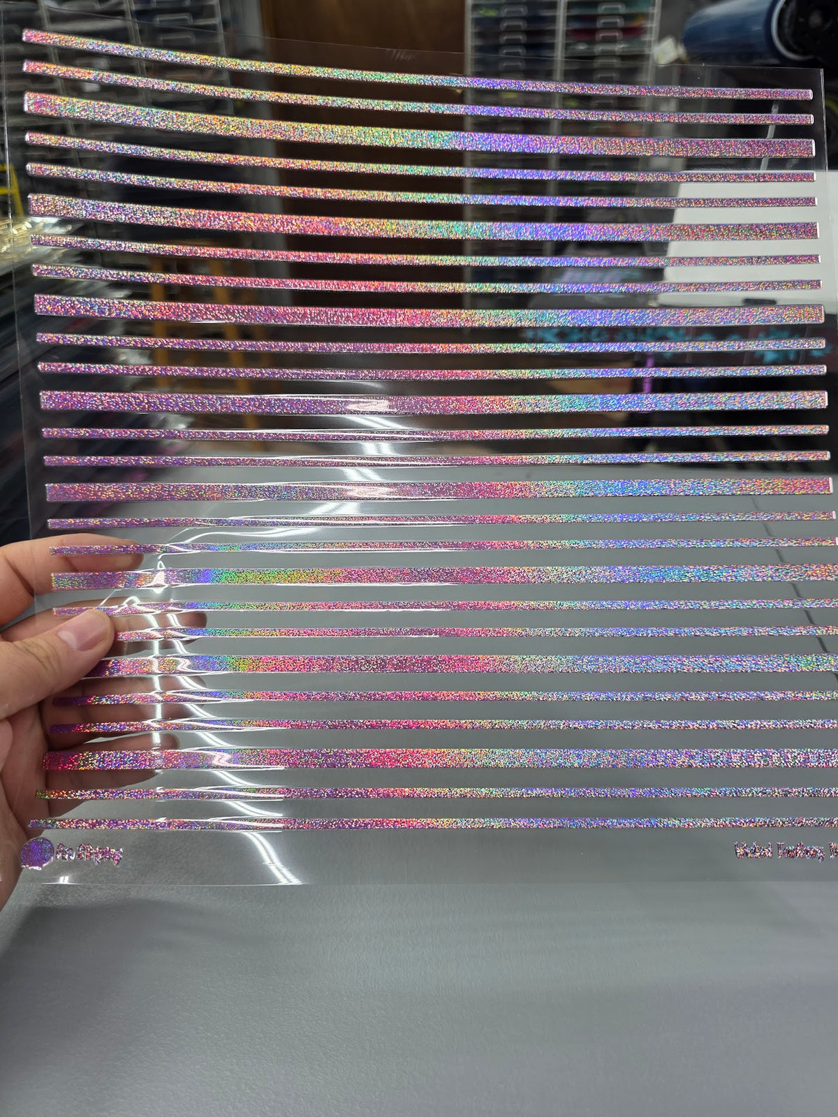 UVDTF Prism Rose Holographic Pin Stripes 11"x11"