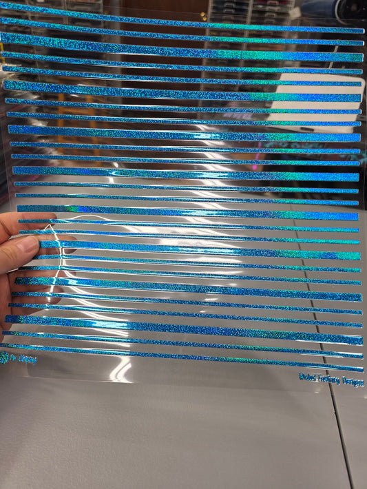 UVDTF Prism Blue Holographic Pin Stripes 11"x11"