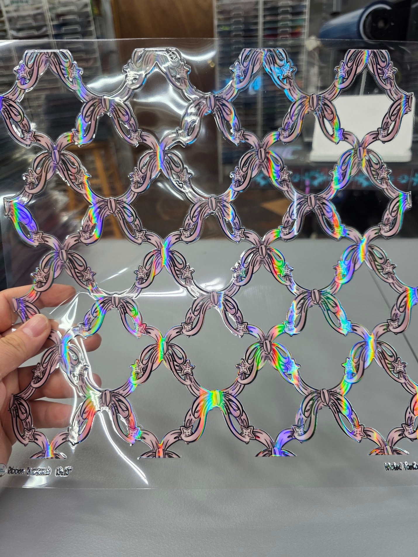 UVDTF Laser Holographic Ribbon Diamonds Trellis 11"x11"