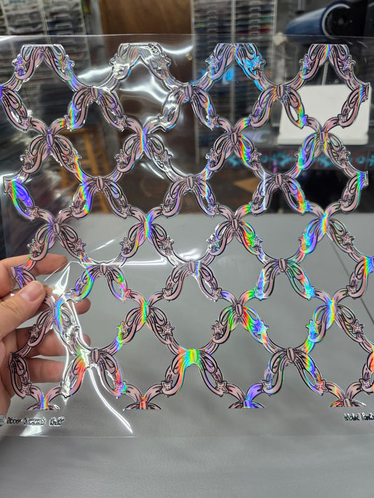 UVDTF Laser Holographic Ribbon Diamonds Trellis 11"x11"