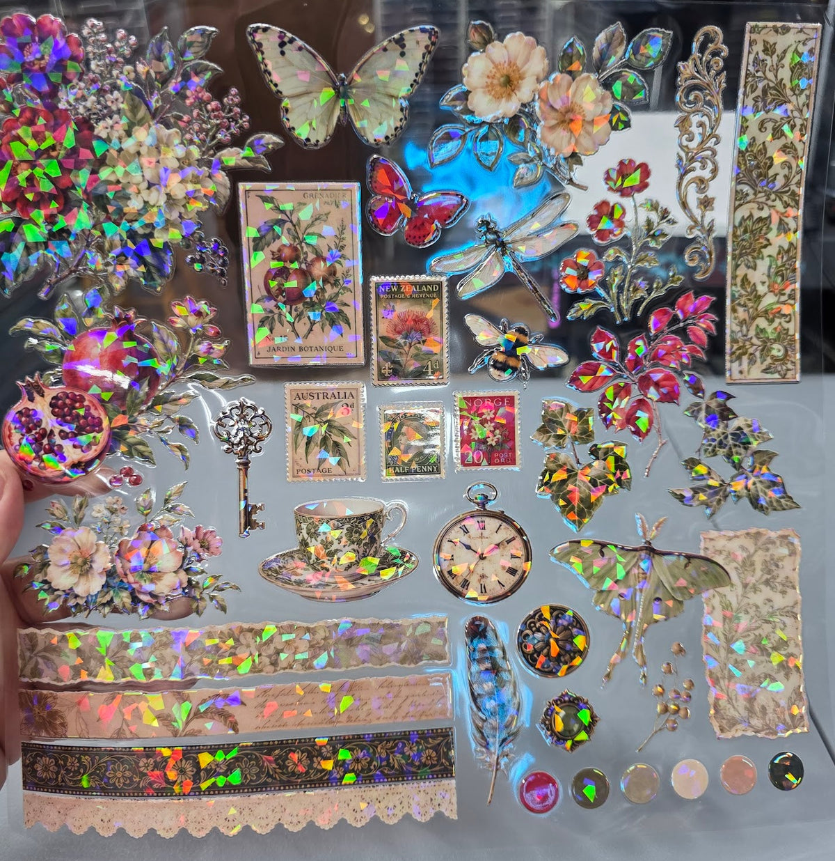UVDTF Shattered Holographic Petals and Postmarks 11"x11"