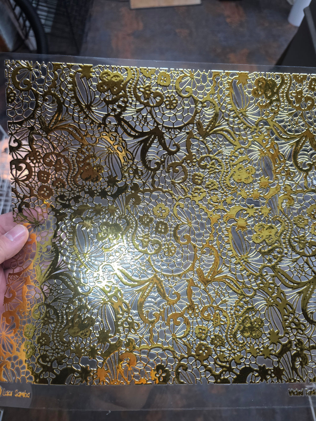 UVDTF Gold Metallic Lace Samba 11"x11"