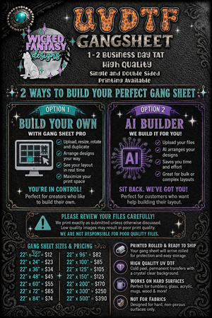 UVDTF Custom Printing  - Gang Sheet - Use Our Gang Sheet Builder