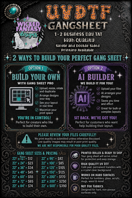 UVDTF Custom Printing  - Gang Sheet - Use Our Gang Sheet Builder