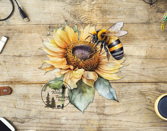 UVDTF Sunflower Bumblebee 1pc