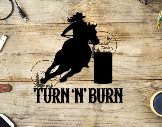 UVDTF Turn 'N' Burn Horse Barrel Racing 1pc