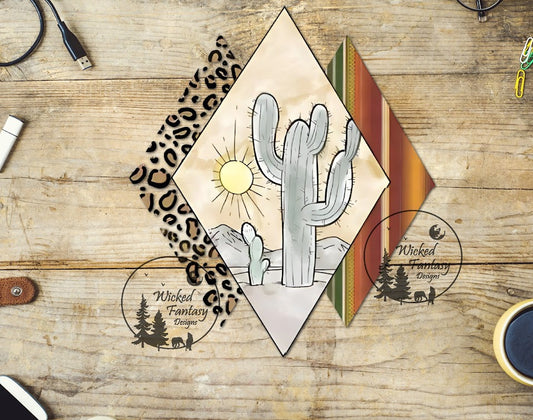 UVDTF Sunrise Desert Cactus Leopard Print 1pc