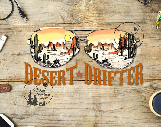 UVDTF Desert Drifter Sunglasses Desert Cactus Sunrise 1pc
