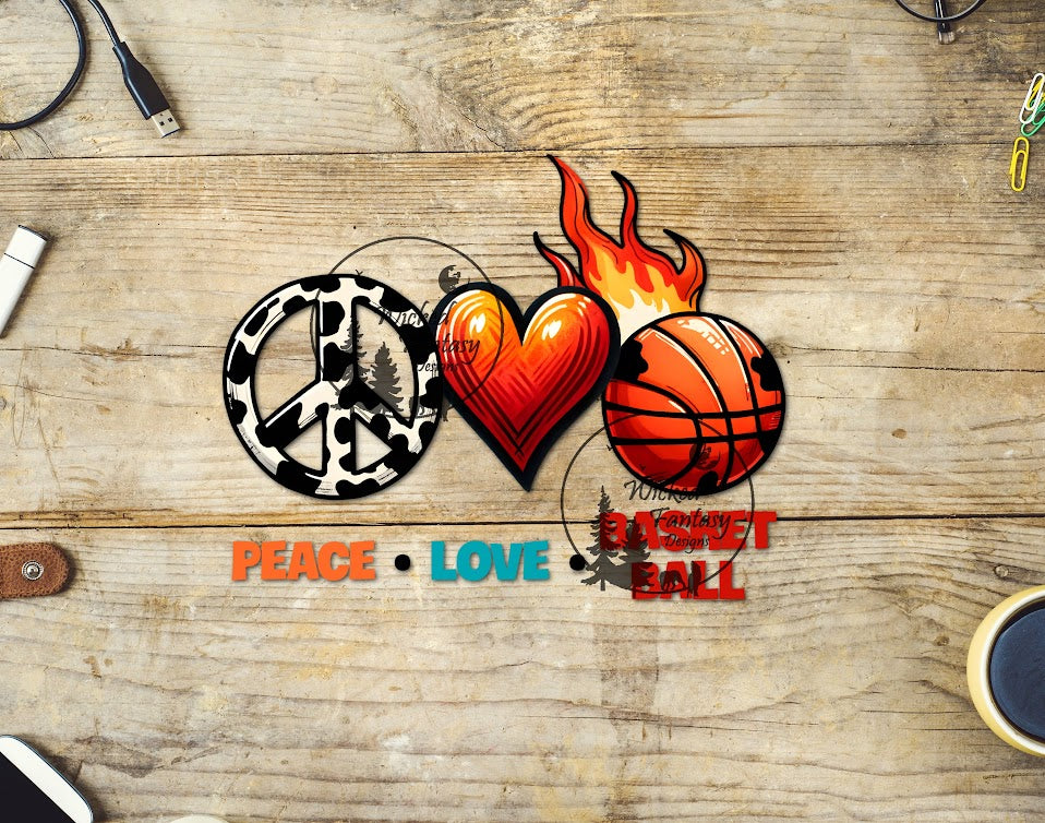 UVDTF Cowhide Peace Love Basketball 1pc