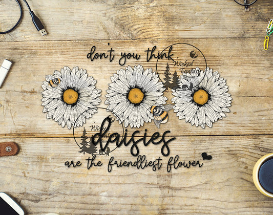 UVDTF Don't you think daisies are the friendliest flowers Heart Flowers Bee 1pc