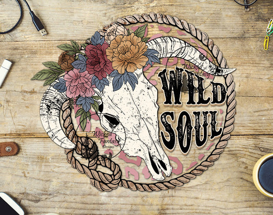 UVDTF Wild Soul Cow Skull Flowers Rope Leopard Print 1pc