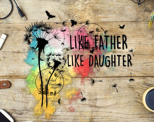 UVDTF Like Father Like Daughter Dandelion Puffs Birds Watercolor Rainbow 1pc