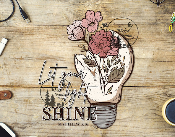 UVDTF Let your light shine Matthew 5:16 Religious Light Bulb Flowers 1pc