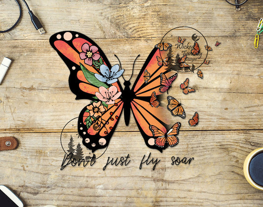 UVDTF Dont just fly, soar Butterfly Flowers 1pc