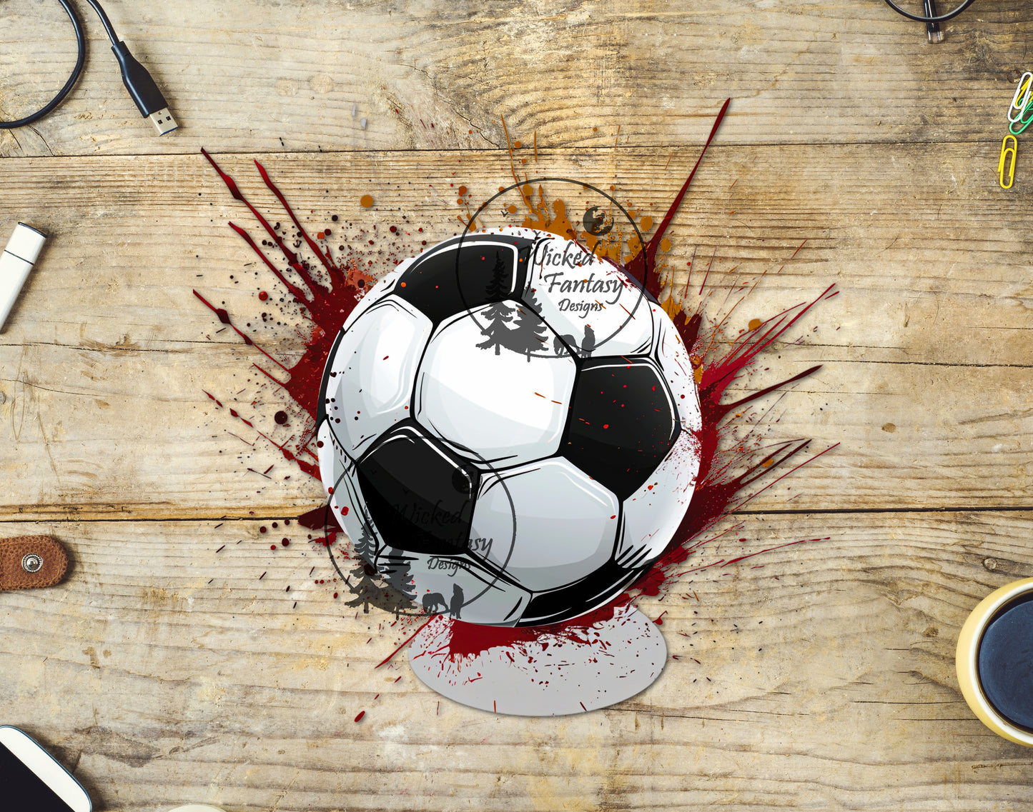 UVDTF Decal Soccer Ball Paint Splatter with Shadow