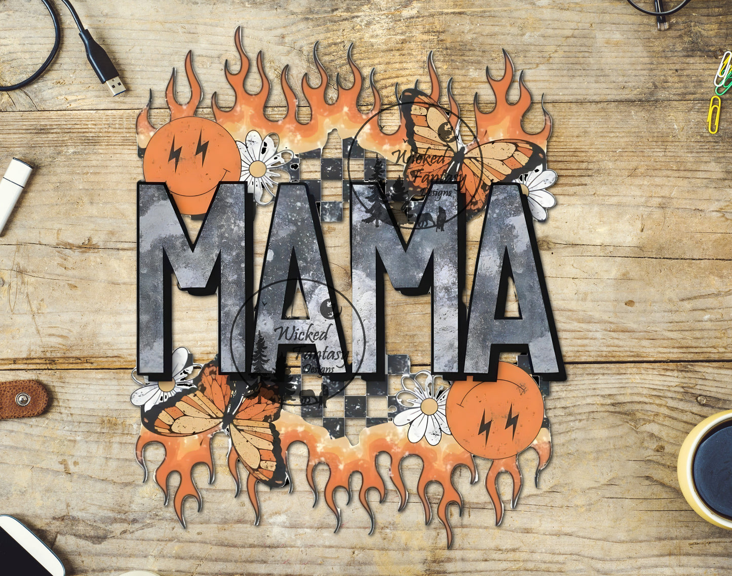 UVDTF Decal Retro Mama with Flames