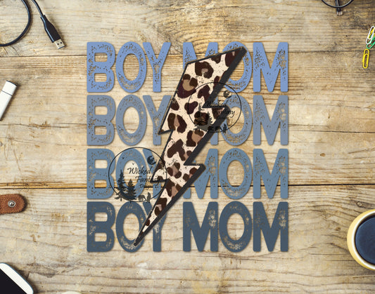 UVDTF Decal Boy Mom Leopard Print Lightning
