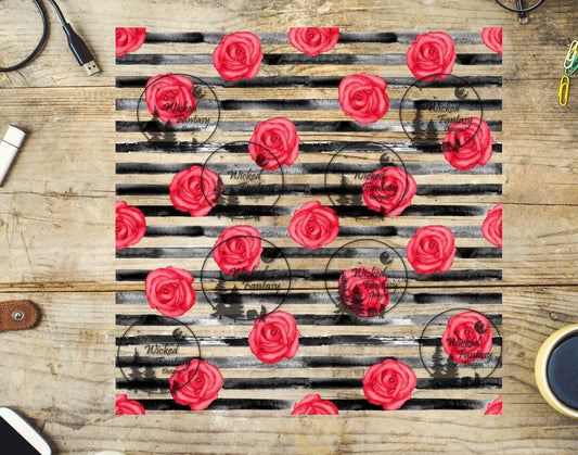UVDTF Decal Sheet Watercolor Roses and Stripes Elements