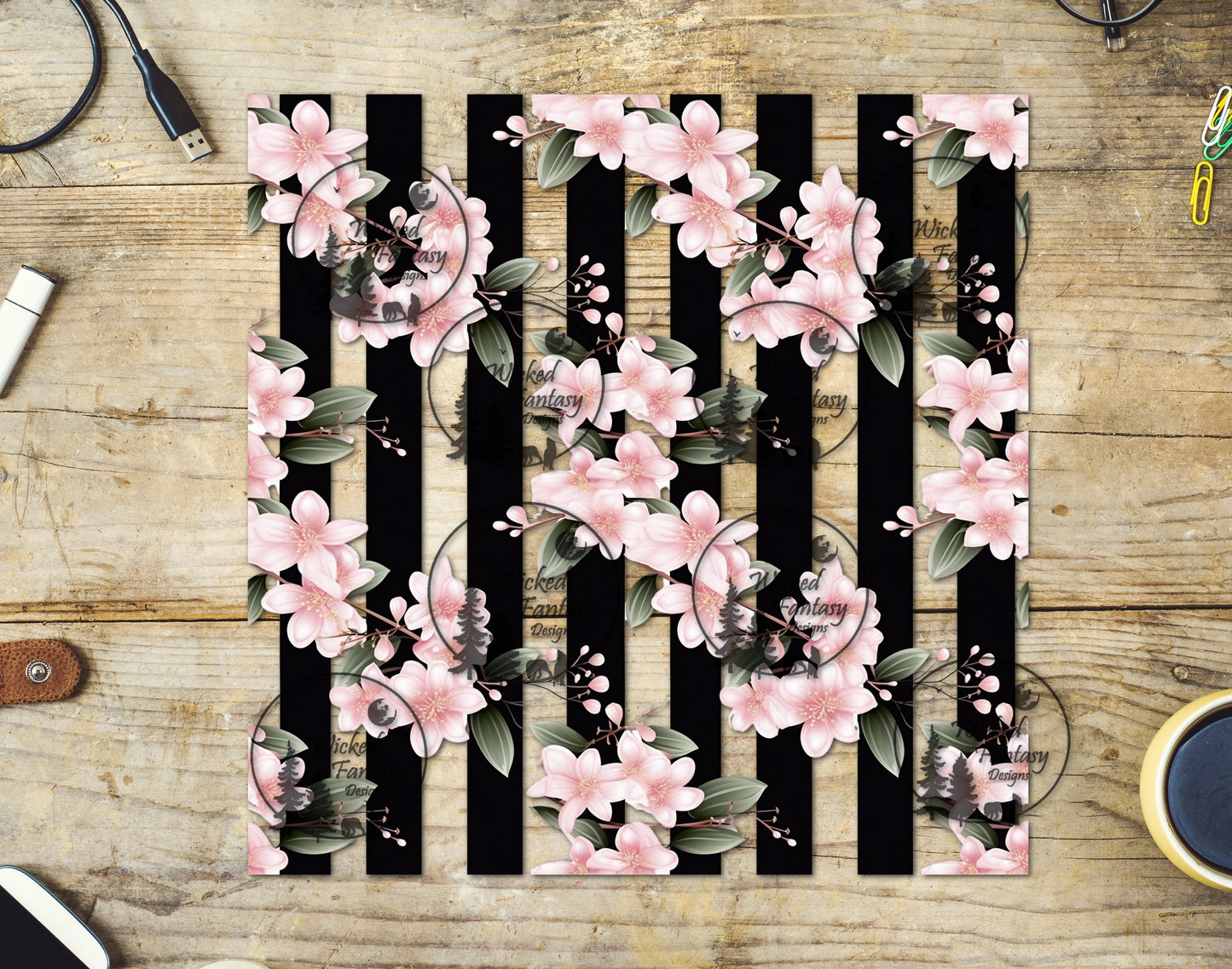 UVDTF Decal Sheet Watercolor Flowers Stripes Elements