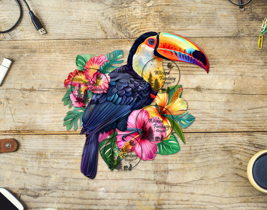 UVDTF Toucan and Tropical Flowers