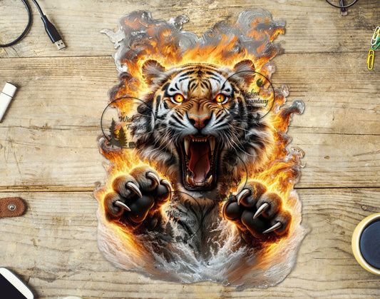 UVDTF Tiger Jumping from the Flames