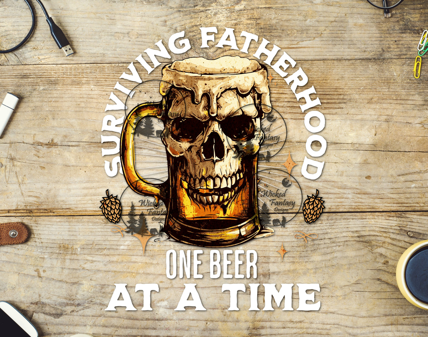 UVDTF Surviving Fatherhood One Beer at A Time Funny Sarcastic