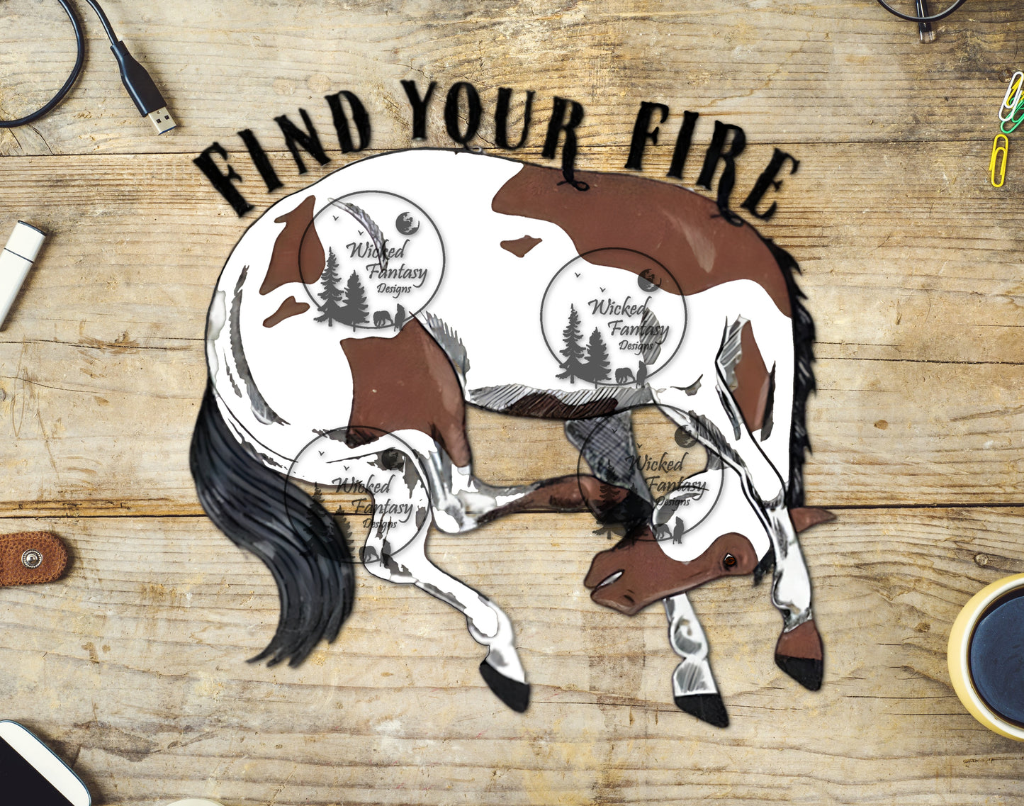 UVDTF Bucking Paint Horse Find your Fire