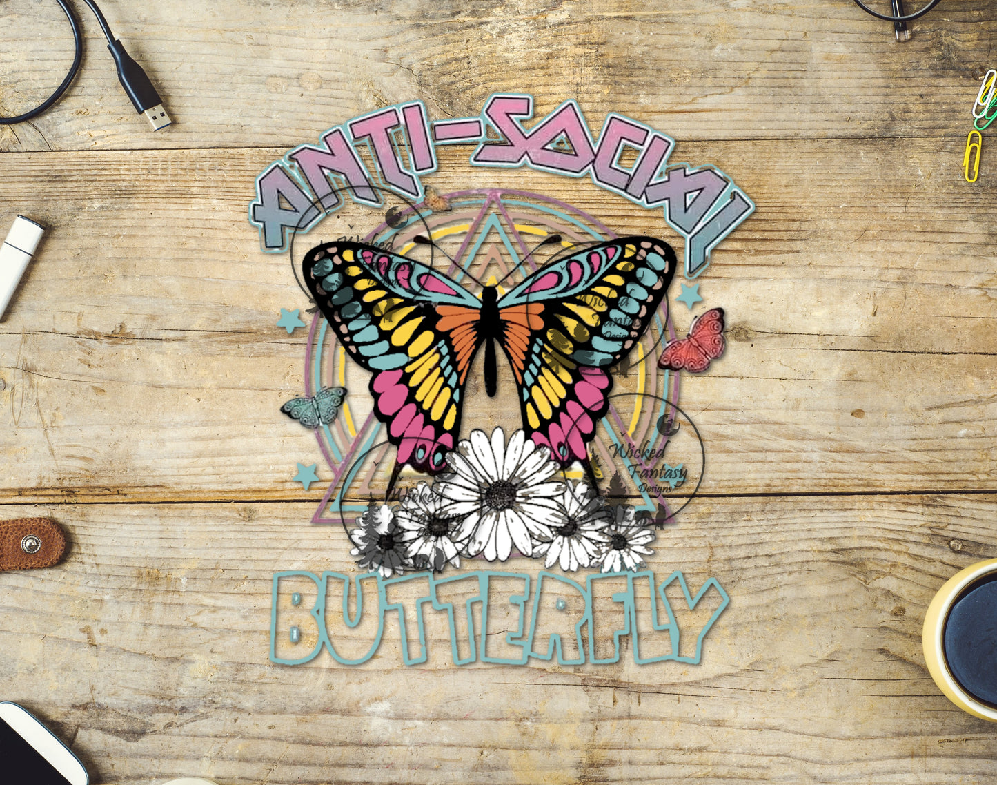 UVDTF Decal Anti Social Butterfly Pastel 1pc