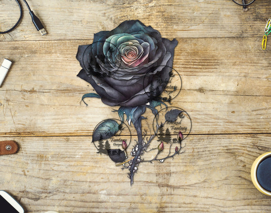 UVDTF Decal Black Rose 1pc