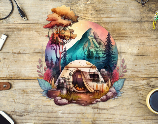 UVDTF Decal Camping Hiking Mountain Nature 1pc