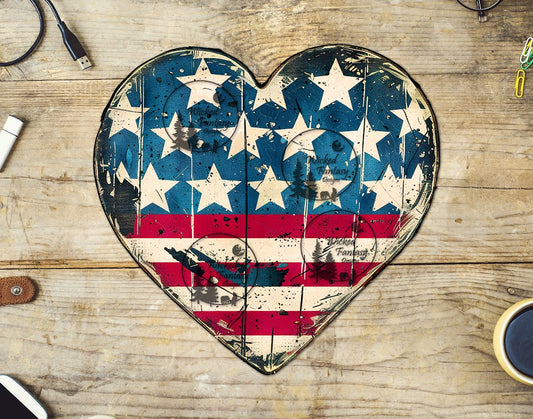 UVDTF Heart American Flag Patriotic