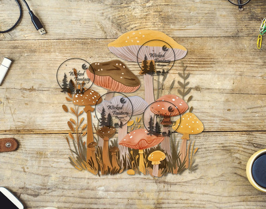 UVDTF Watercolor Mushrooms