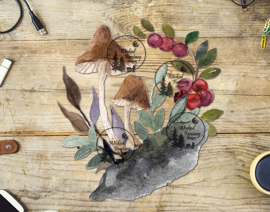 UVDTF Watercolor Mushrooms and Berries
