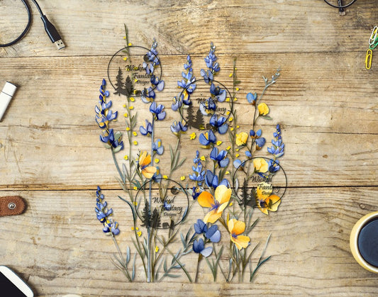 UVDTF Blue and Yellow Wildflowers