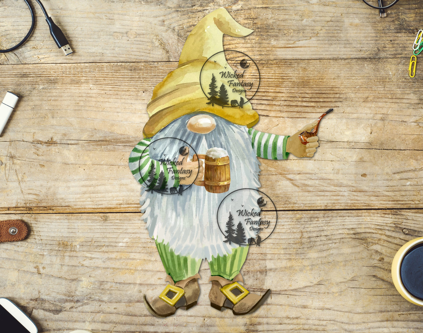 UVDTF Gnome with Beer and Pipe