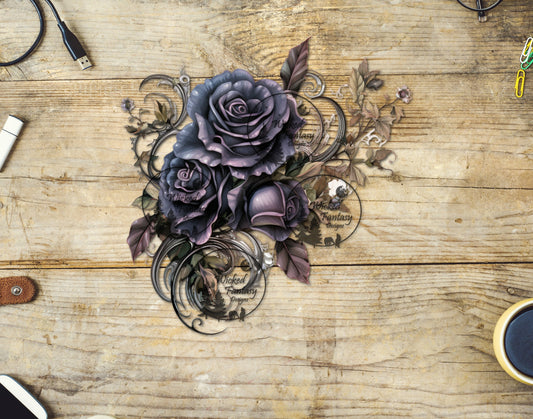 UVDTF Dark Purple Filagree Flower Arrangement