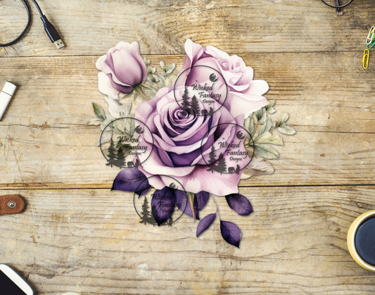 UVDTF Lavender Purple Cream Rose Bouquet