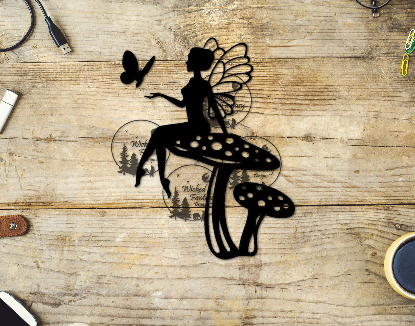 UVDTF Fairy and Mushroom Silouette
