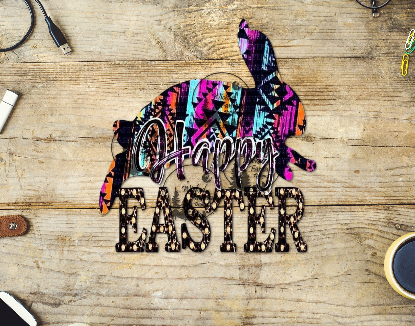 UVDTF Happy Easter Bright Aztec Bunny