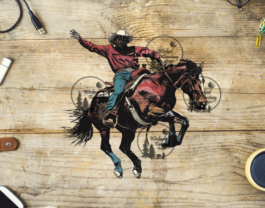 UVDTF Cowboy Riding Bucking Horse