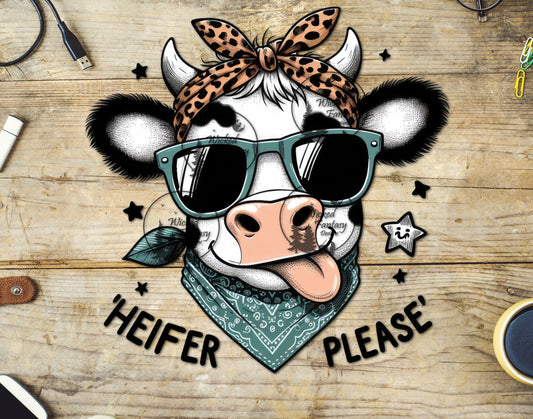 UVDTF Heifer Please Funny Cow with Sun Glasses